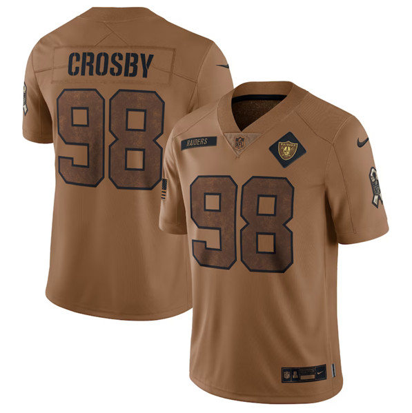 Men's Las Vegas Raiders #98 Maxx Crosby 2023 Brown Salute To Service Limited Football Stitched Jersey