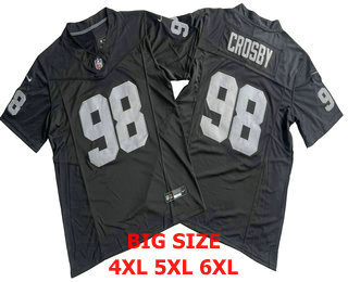 Men's Las Vegas Raiders #98 Maxx Crosby Black FUSE Limited Vapor Stitched Jersey-Big Size