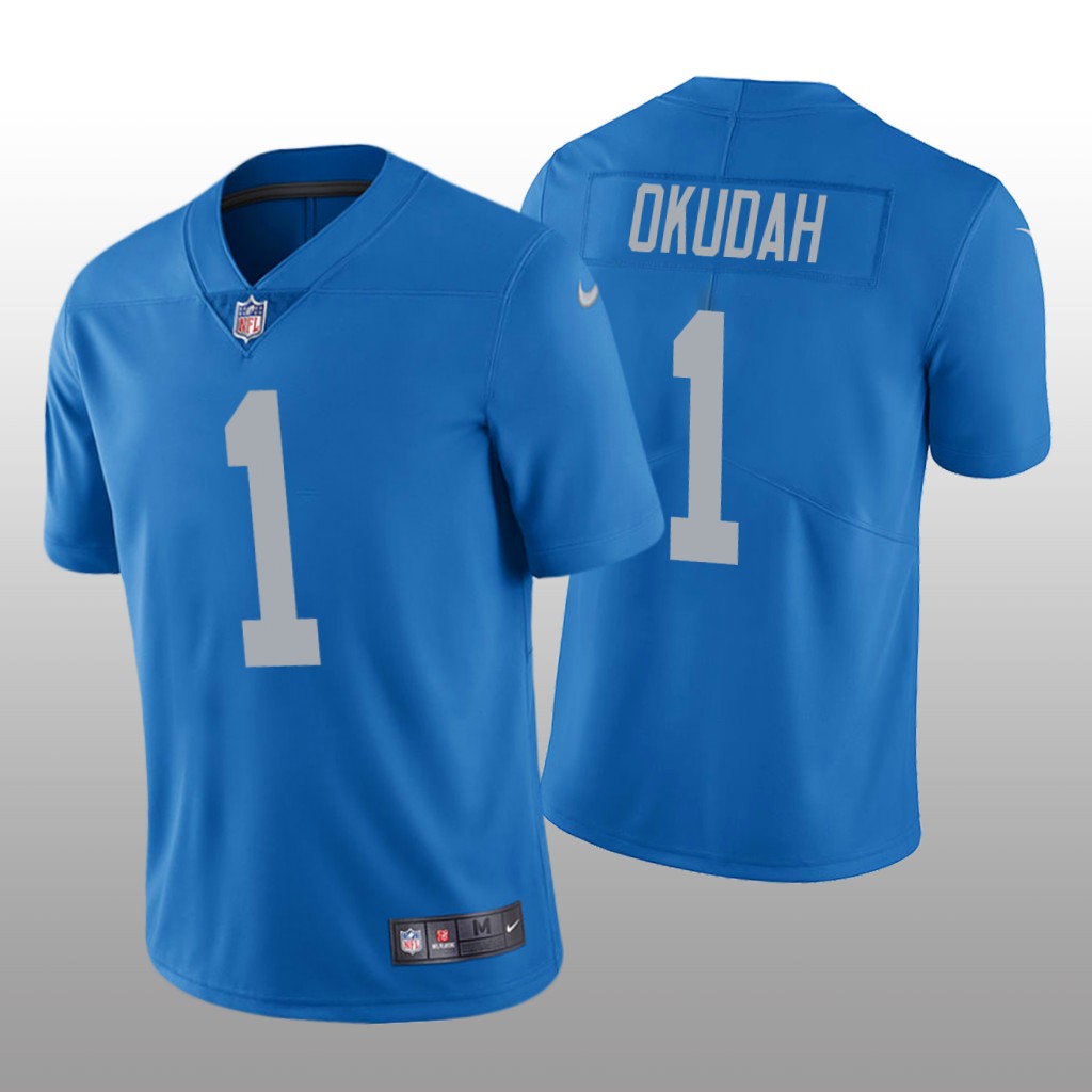 Men's Lions 2020 NFL Draft Blue Vapor Limited Jeff Okudah Jersey