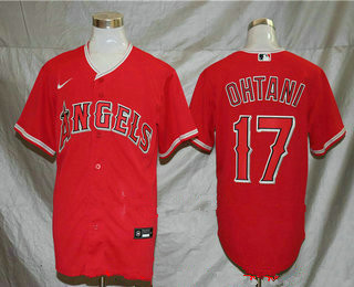 Men's Los Angeles Angels #17 Shohei Ohtani Red Stitched MLB Cool Base Nike Jersey