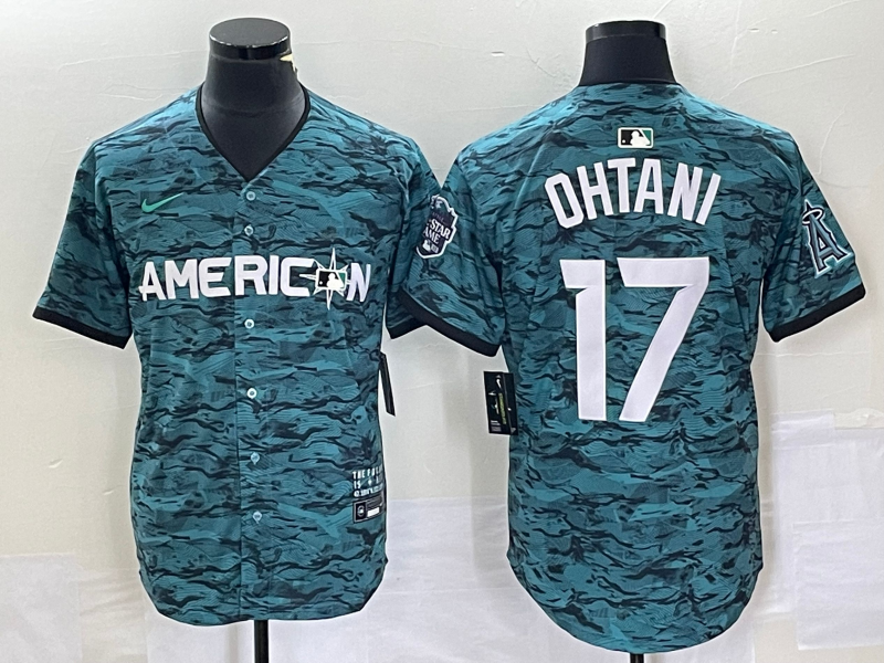 Men's Los Angeles Angels #17 Shohei Ohtani Teal 2023 All Star Cool Base Stitched Jersey1