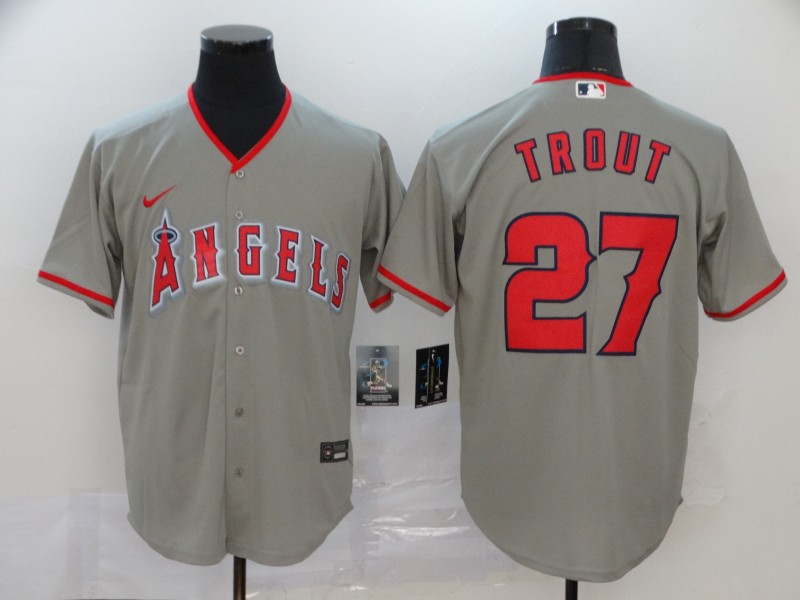 Men's Los Angeles Angels #27 Mike Trout Gray Stitched MLB Cool Base Nike Jersey