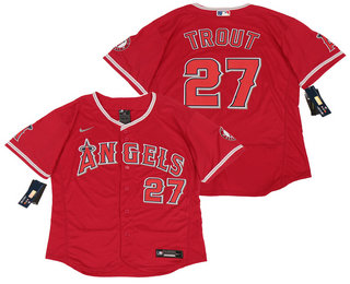 Men's Los Angeles Angels #27 Mike Trout Red Stitched MLB Flex Base Nike Jersey