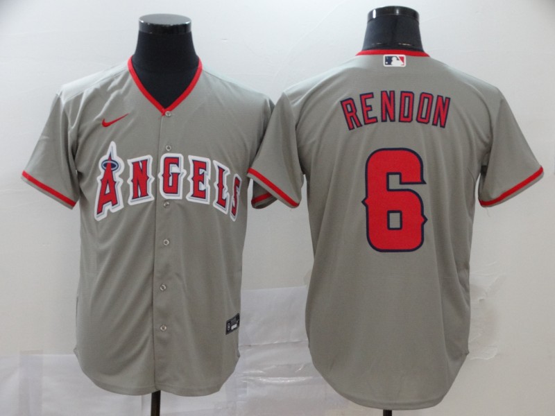 Men's Los Angeles Angels #6 Anthony Rendon Gray Stitched MLB Cool Base Nike Jersey