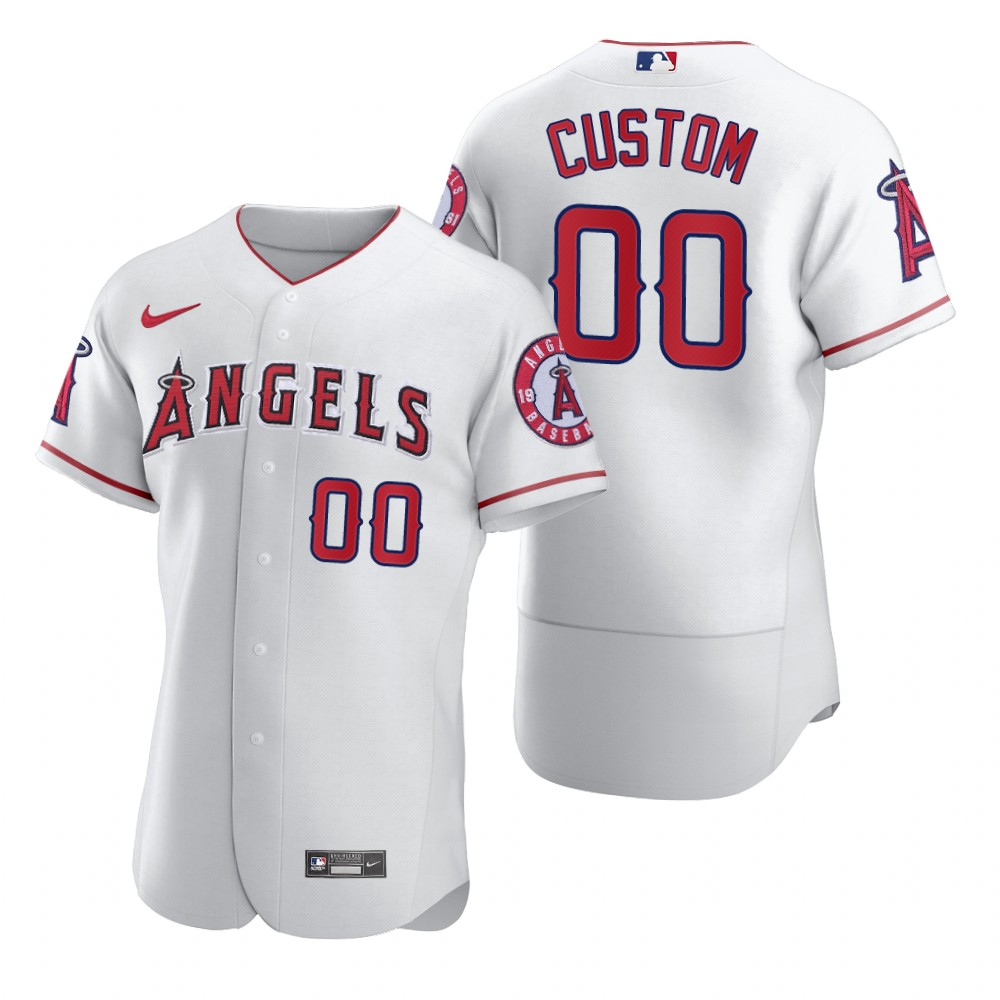 Men's Los Angeles Angels Custom Nike White 2020 Stitched MLB Flex Base Jersey