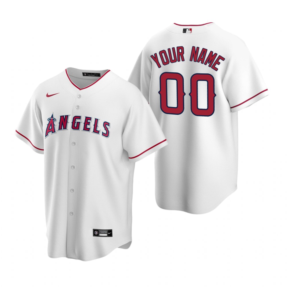 Men's Los Angeles Angels Custom Nike White Stitched MLB Cool Base Home Jersey