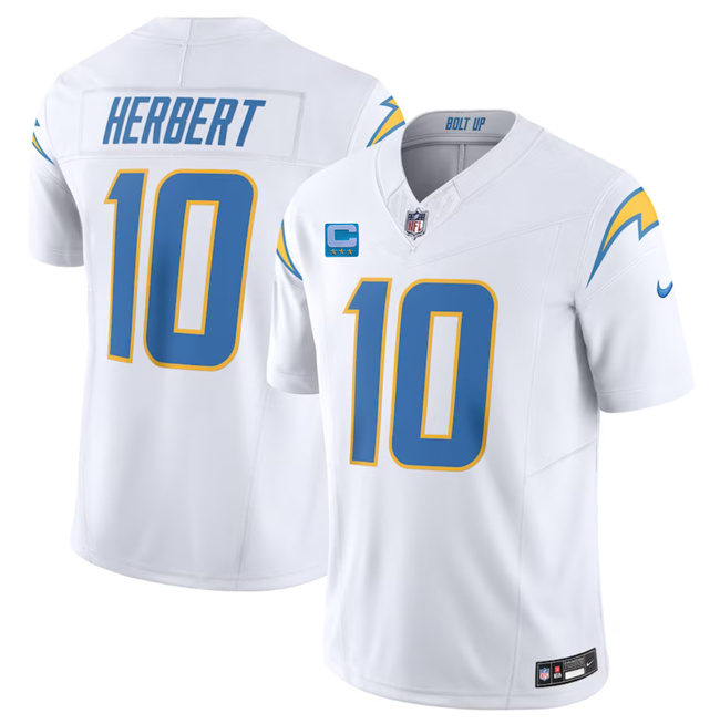Men's Los Angeles Chargers #10 Justin Herbert White 2023 F.U.S.E. With 3-Star C Patch Vapor Untouchable Limited Football Stitched Jersey