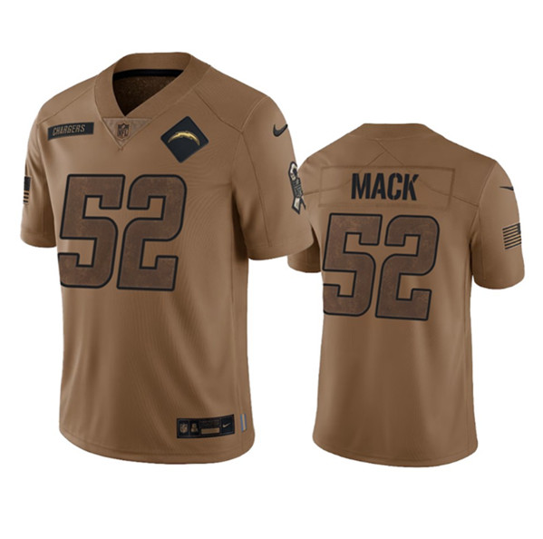 Men's Los Angeles Chargers #52 Khalil Mack 2023 Brown Salute To Service Limited Football Stitched Jersey