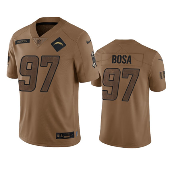 Men's Los Angeles Chargers #97 Joey Bosa 2023 Brown Salute To Service Limited Football Stitched Jersey