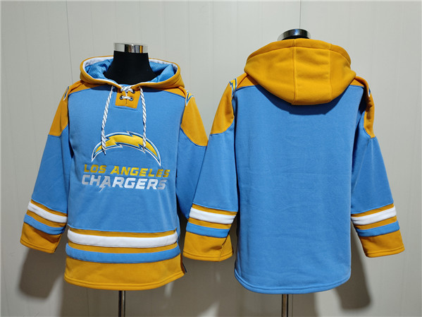 Men's Los Angeles Chargers Blank Blue Ageless Must-Have Lace-Up Pullover Hoodie