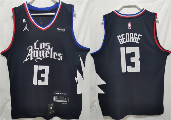 Men's Los Angeles Clippers #13 Paul George Black Stitched Jersey