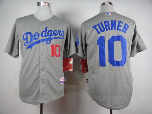 Men's Los Angeles Dodgers #10 Justin Turner 2014 Gray Jersey