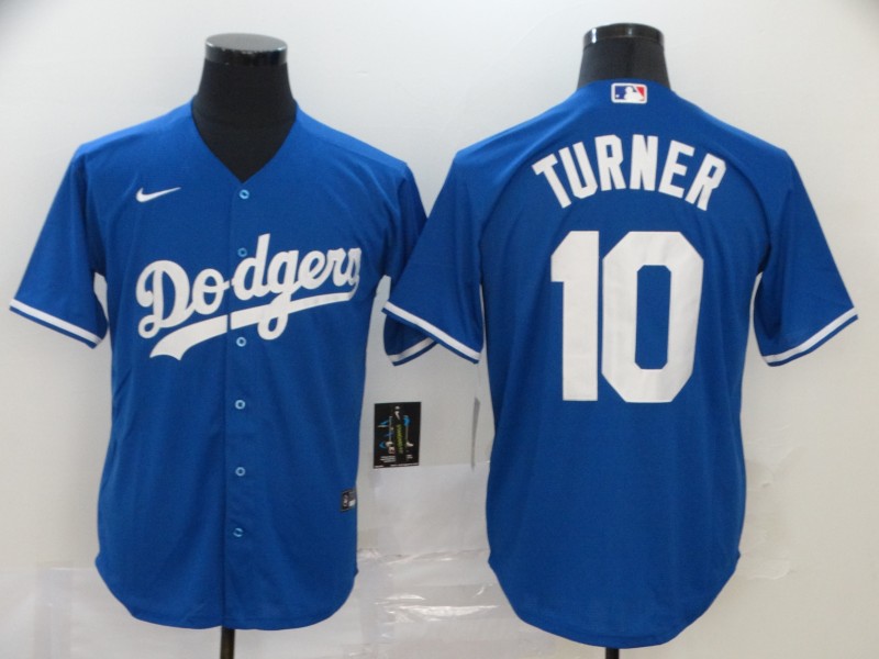 Men's Los Angeles Dodgers #10 Justin Turner Blue Stitched MLB Cool Base Nike Jersey