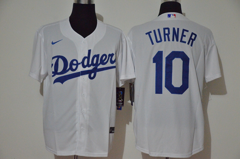 Men's Los Angeles Dodgers #10 Justin Turner White Stitched MLB Cool Base Nike Jersey