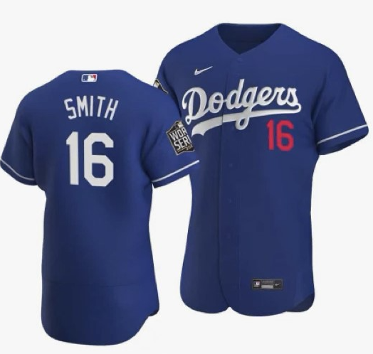 Men's Los Angeles Dodgers #16 Will Smith Blue 2020 World Series Authentic Flex Nike Jersey