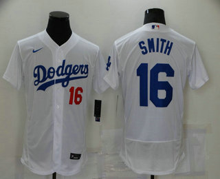 Men's Los Angeles Dodgers #16 Will Smith White Stitched MLB Flex Base Nike Jersey