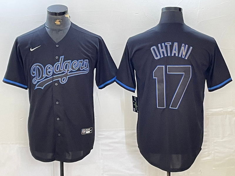 Men's Los Angeles Dodgers #17 Shohei Ohtani Lights Out Black Fashion Stitched Cool Base Nike Jersey