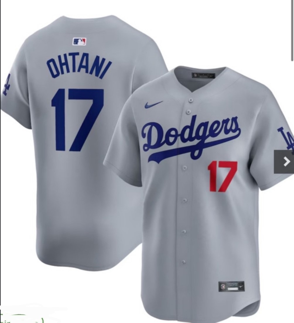 Men's Los Angeles Dodgers #17 Shohei Ohtani Gray Cool Base Stitched Baseball Jersey
