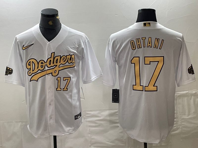 Men's Los Angeles Dodgers #17 Shohei Ohtani Number White 2022 All Star Stitched Cool Base Nike Jerseys