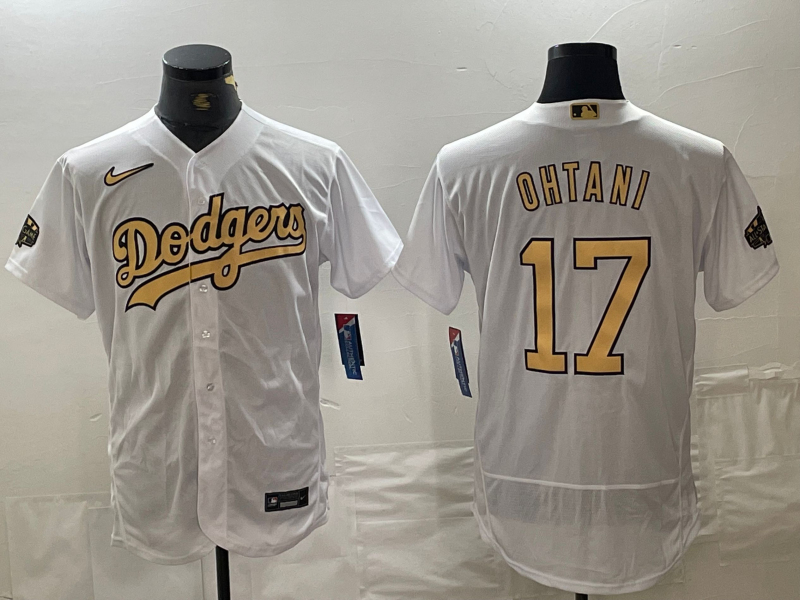 Men's Los Angeles Dodgers #17 Shohei Ohtani White 2022 All Star Stitched Flex Base Nike Jersey