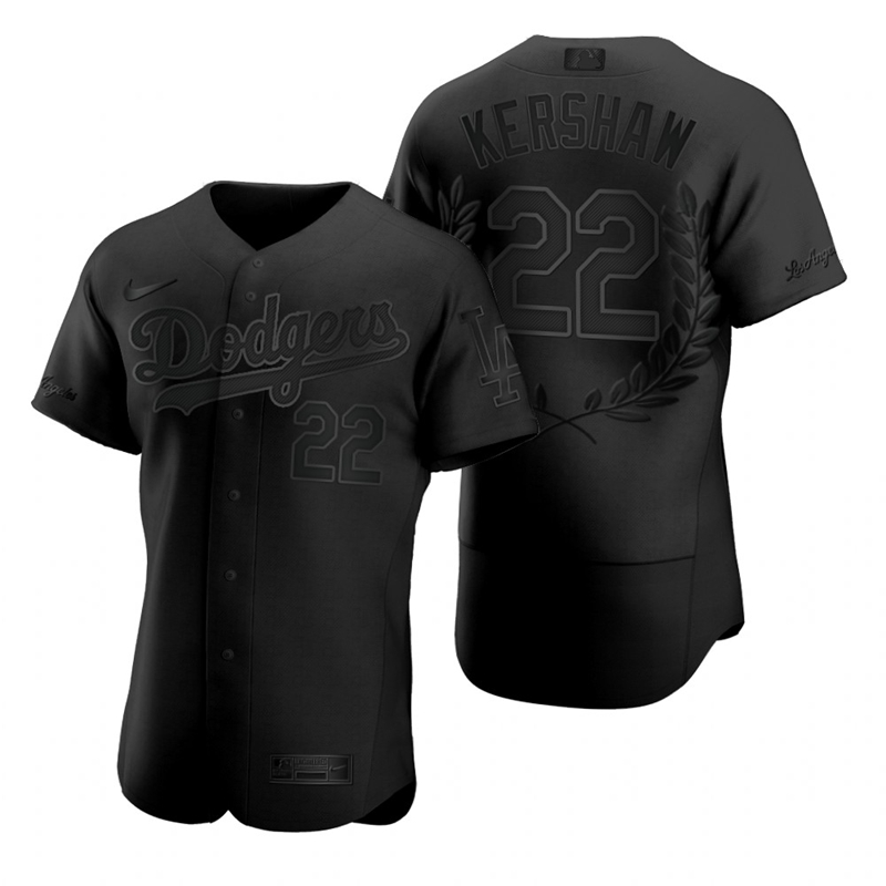 Men's Los Angeles Dodgers #22 Clayton Kershaw Black Nike Flexbase Fashion Jersey