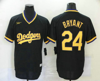 Men's Los Angeles Dodgers #24 Kobe Bryant Black Stitched Pullover Throwback Nike Jersey