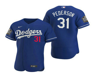 Men's Los Angeles Dodgers #31 Joc Pederson Royal 2020 World Series Authentic Flex Nike Jersey