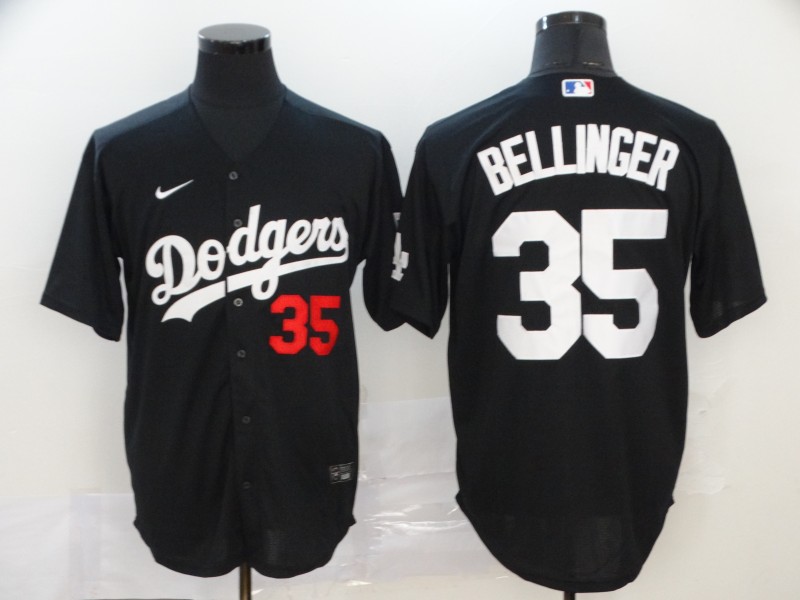 Men's Los Angeles Dodgers #35 Cody Bellinger Black Stitched MLB Cool Base Nike Jersey
