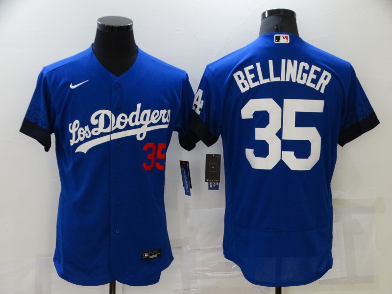 Men's Los Angeles Dodgers #35 Cody Bellinger Blue 2021 City Connect Flex Base Stitched Jersey