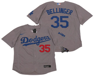 Men's Los Angeles Dodgers #35 Cody Bellinger Gray Alternate Stitched MLB Flex Base Nike Jersey