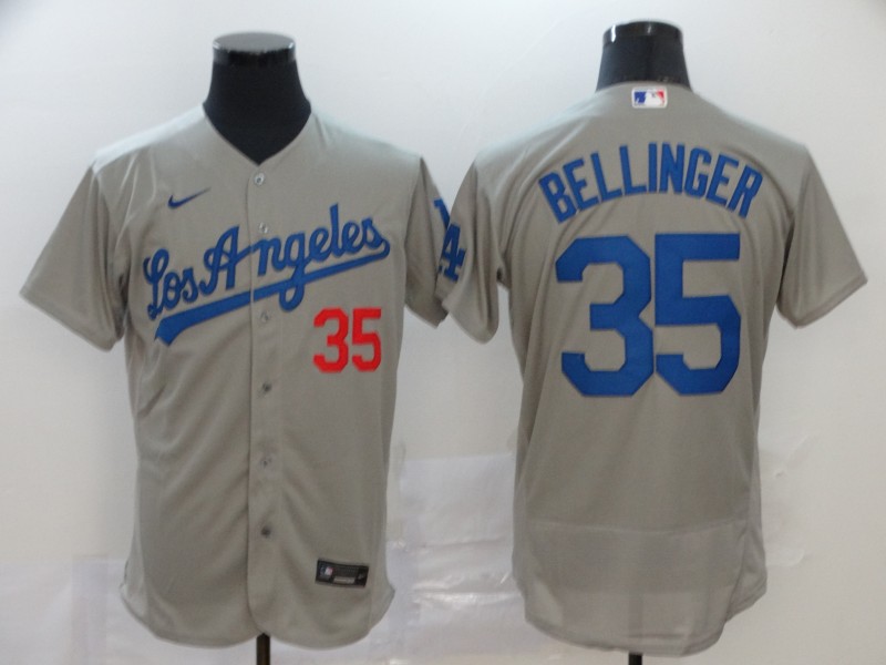 Men's Los Angeles Dodgers #35 Cody Bellinger Gray Stitched MLB Flex Base Nike Jersey