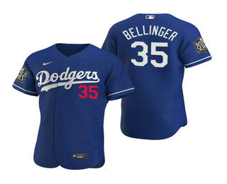 Men's Los Angeles Dodgers #35 Cody Bellinger Royal 2020 World Series Authentic Flex Nike Jersey