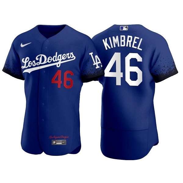 Men's Los Angeles Dodgers #46 Craig Kimbrel Royal City Connect Flex Base Stitched Jersey