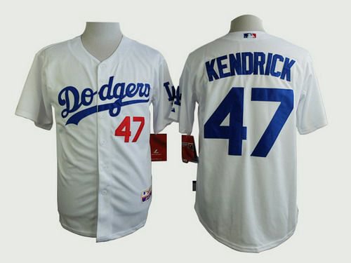 Men's Los Angeles Dodgers #47 Howie Kendrick White Jersey