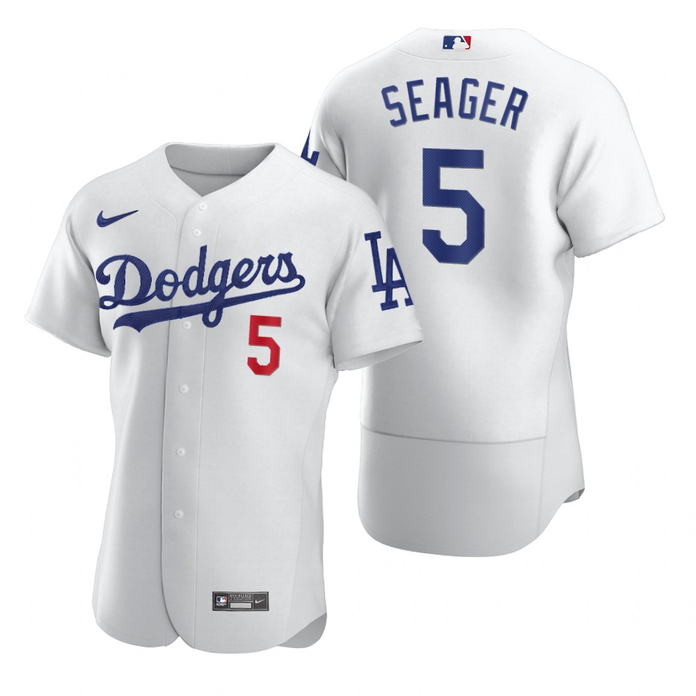 Men's Los Angeles Dodgers #5 Corey Seager Nike White 2020 MLB Flex Base Jersey