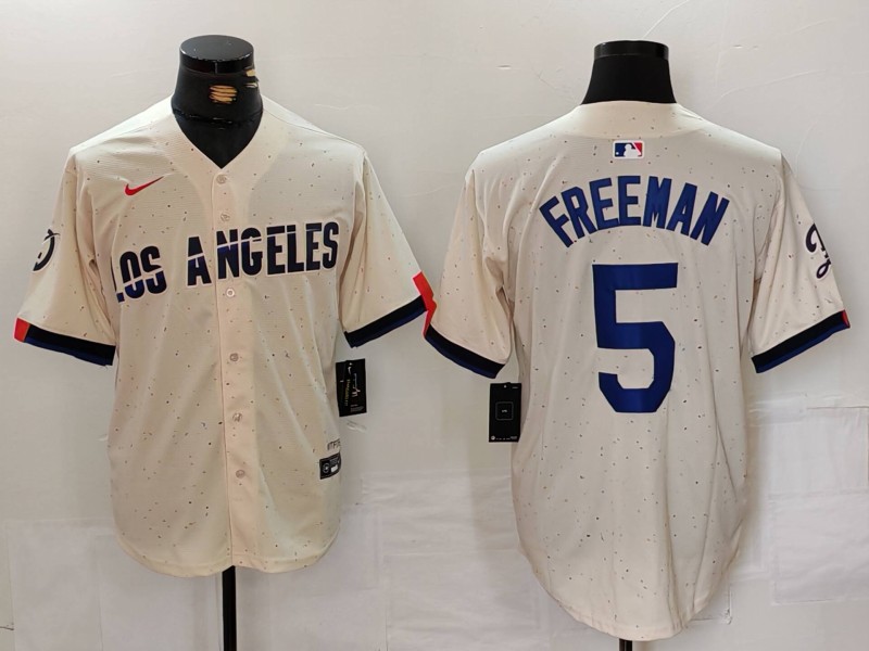 Men's Los Angeles Dodgers #5 Freddie Freeman Cream 2024 City Connect Limited Stitched Jersey