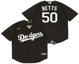 Men's Los Angeles Dodgers #50 Mookie Betts Black Stitched MLB Cool Base Nike Jersey