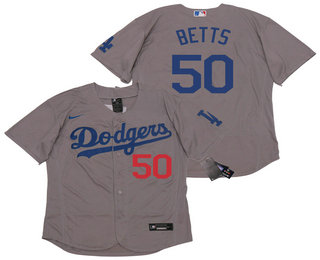 Men's Los Angeles Dodgers #50 Mookie Betts Gray Alternate Stitched MLB Flex Base Nike Jersey