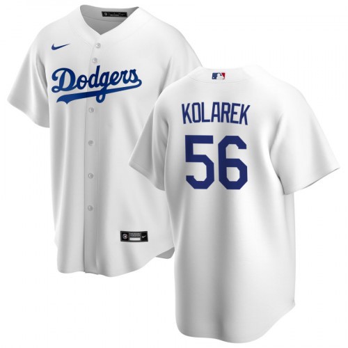 Men's Los Angeles Dodgers #56 Adam Kolarek White Home Jersey