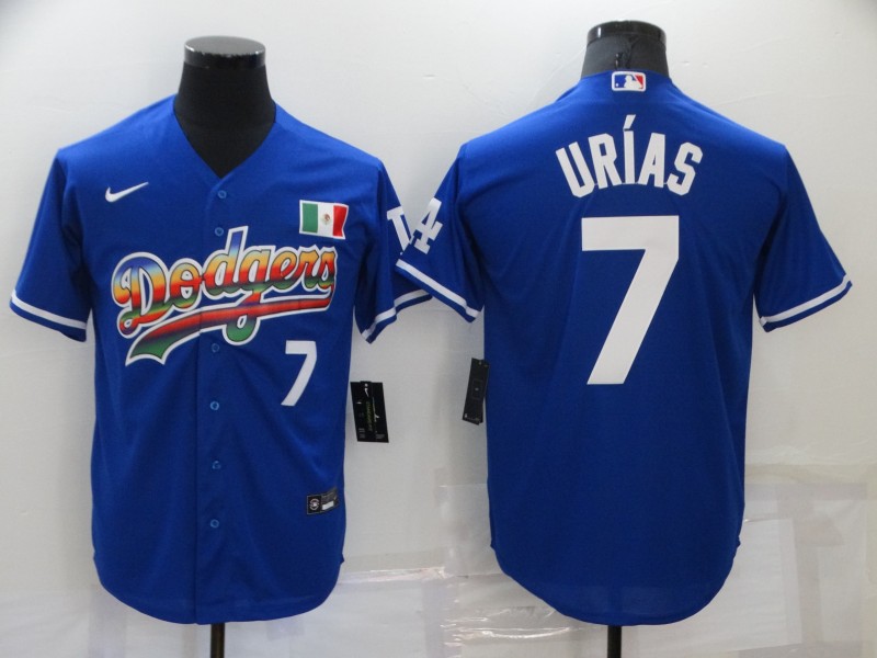 Men's Los Angeles Dodgers #7 Julio Urias Blue Stitched MLB Cool Base Nike Fashion Jersey