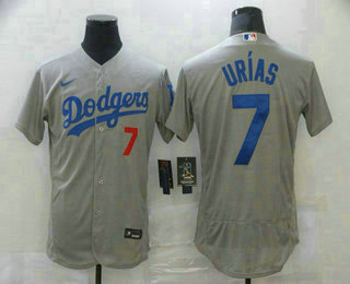 Men's Los Angeles Dodgers #7 Julio Urias Grey With Dodgers Stitched MLB Flex Base Jersey