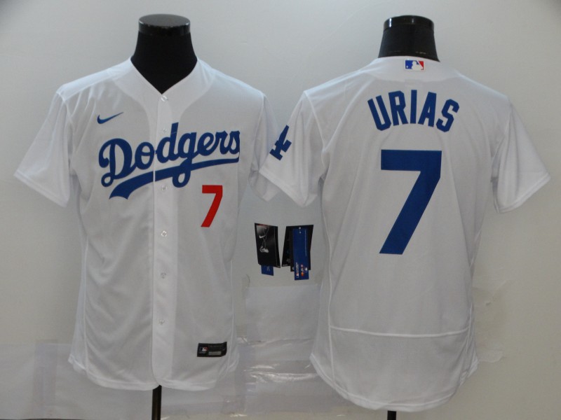 Men's Los Angeles Dodgers #7 Julio Urias White Stitched MLB Flex Base Nike Jersey