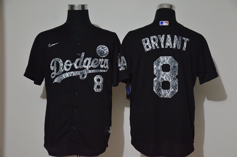 Men's Los Angeles Dodgers #8 Kobe Bryant Black Silver Mamba Stitched MLB Cool Base Nike Jersey