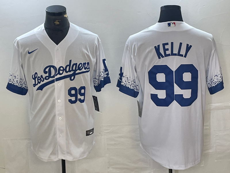 Men's Los Angeles Dodgers #99 Joe Kelly Number White 2021 City Connect Cool Base Stitched Jerseys