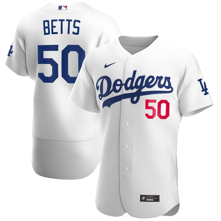 Men's Los Angeles Dodgers 50 Mookie Betts White 2020 Nike Flexbase Jersey