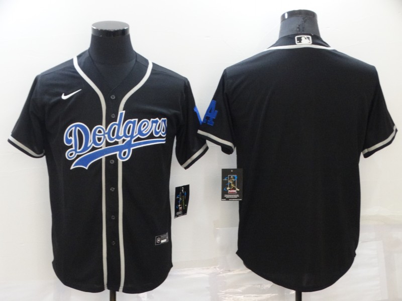 Men's Los Angeles Dodgers Blank Black Blue Name Stitched MLB Cool Base Nike Jersey