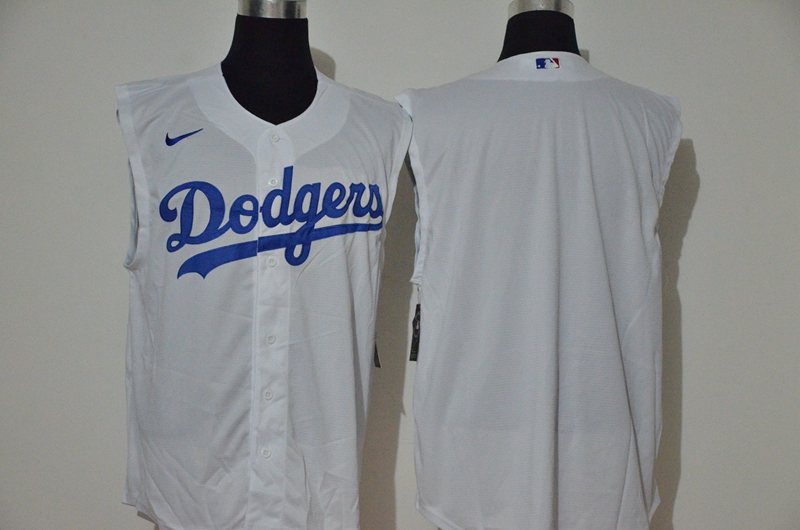 Men's Los Angeles Dodgers Blank White 2020 Cool and Refreshing Sleeveless Fan Stitched MLB Nike Jersey
