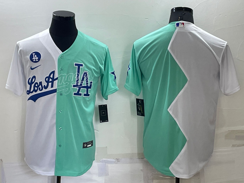 Men's Los Angeles Dodgers Blank White Green Two Tone 2022 Celebrity Softball Game Cool Base Jersey