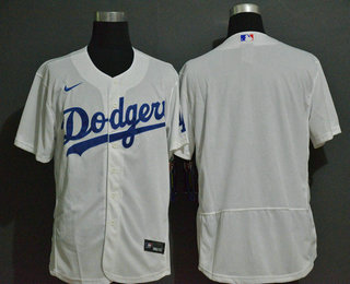 Men's Los Angeles Dodgers Blank White Stitched MLB Flex Base Nike Jersey