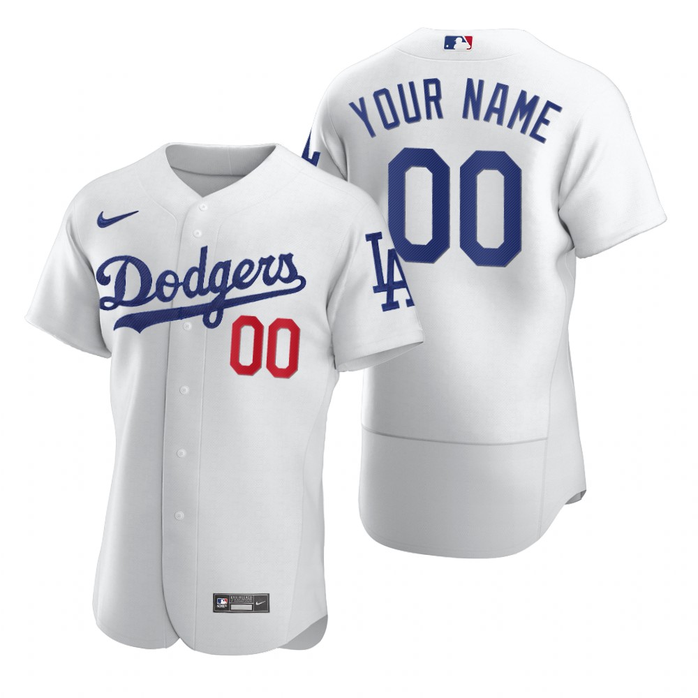 Men's Los Angeles Dodgers Custom Nike White 2020 Stitched MLB Flex Base Jersey